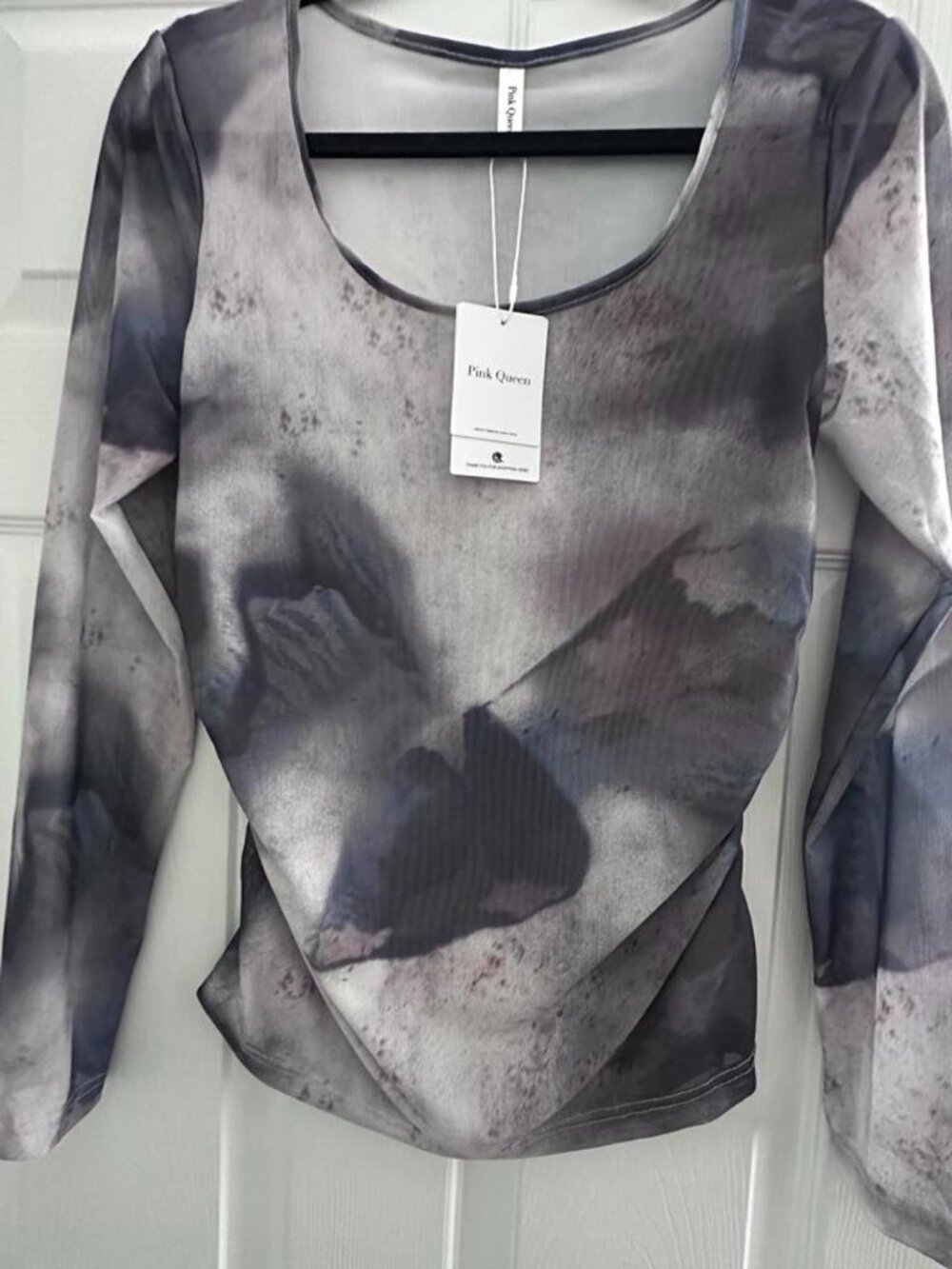 Mesh Gray Long Sleeve Top